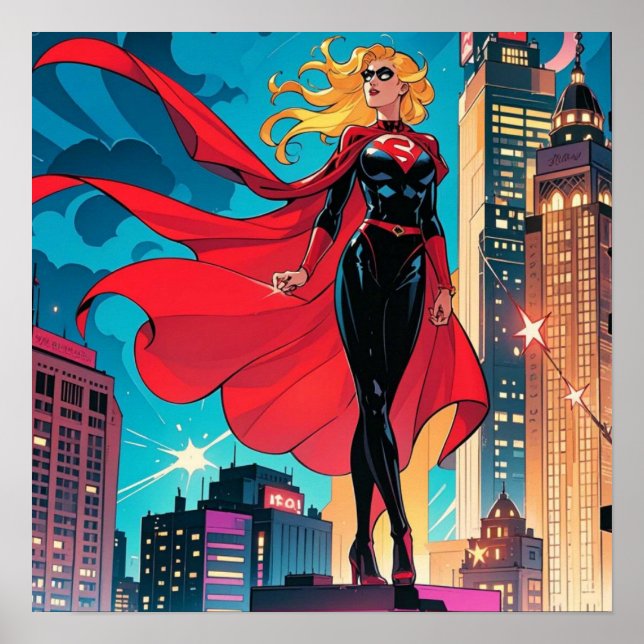 American Comics, Retro American Comics, superhero  Poster (Front)