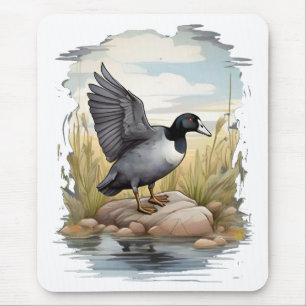 American coot in wetlands mouse mat
