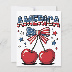 American Coquette Bow Cherry Aesthetic USA Flag