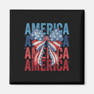 American Coquette Bow Patriotic Usa Flag Happy 4th Magnet