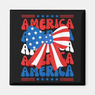 American Coquette Bow Patriotic USA Flag Happy 4th Magnet