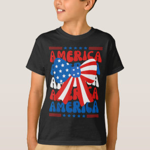 American Coquette Bow Patriotic USA Flag Happy 4th T-Shirt