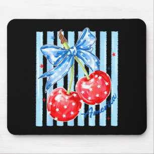 American coquette cherry bow patriotic usa flag mouse mat