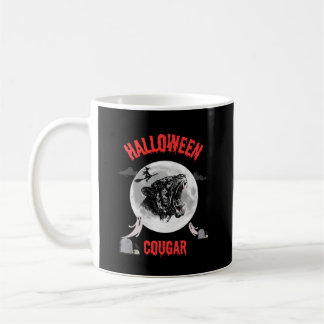 american cougar on halloween night with crows coffee mug
