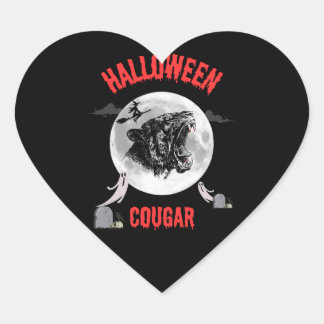 american cougar on halloween night with crows heart sticker