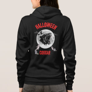american cougar on halloween night with crows hoodie