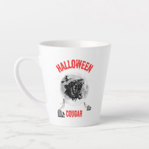 american cougar on halloween night with crows latte mug