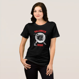 american cougar on halloween night with crows Tri-Blend shirt
