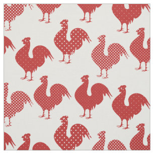 American Country Style Polka Dot Rooster Pattern Fabric