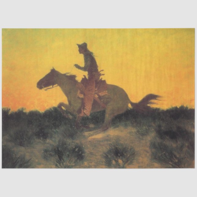 American Cowboy Horse Rider Against the Sunset Tissue Paper (Front)