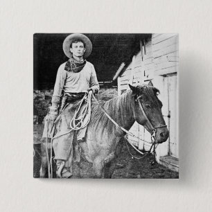 American cowboy in Kansas, c.1880 (b/w photo) 15 Cm Square Badge