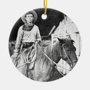 American cowboy in Kansas, c.1880 (b/w photo) Ceramic Tree Decoration