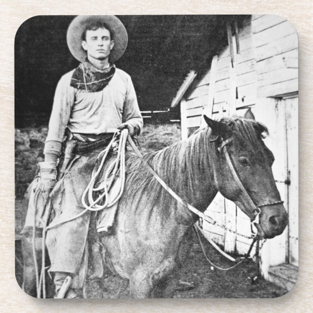 American cowboy in Kansas, c.1880 (b/w photo) Coaster (Front)