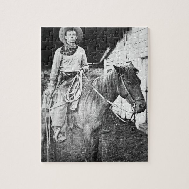 American cowboy in Kansas, c.1880 (b/w photo) Jigsaw Puzzle (Vertical)