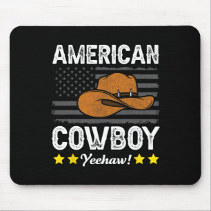 American Cowboy Rodeo American Flag Vintage Cowboy Mouse Mat