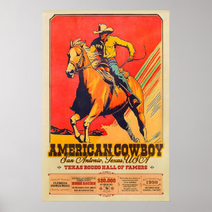 American Cowboy Rodeo Poster Texas Hall of Fame