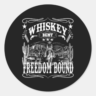 American Cowboy Whiskey Bent Freedom Bound Classic Round Sticker