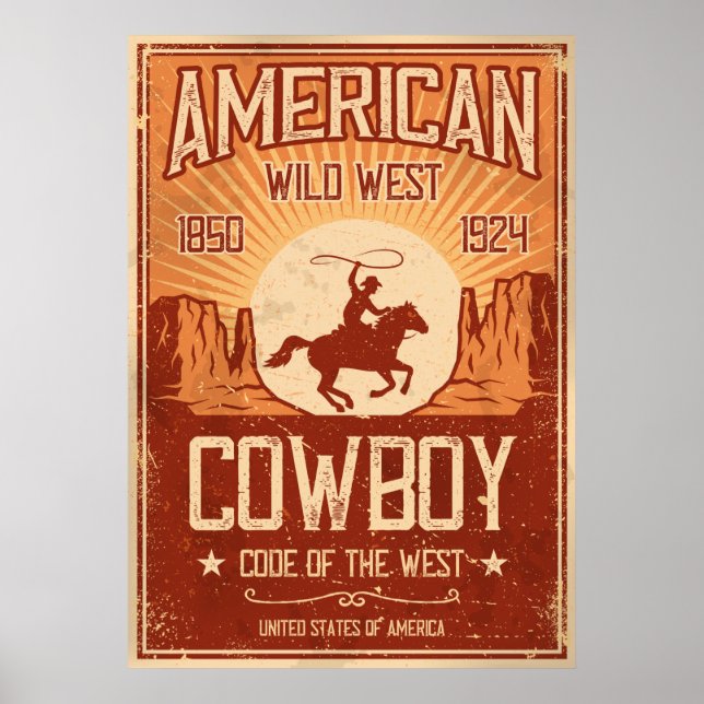 American Cowboy Wild West Poster (Front)
