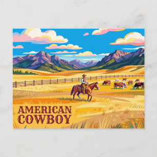 American Cowboy Wyoming Postcard