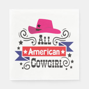 American Cowgirl Hat Princess Western Cowboy Boots Napkin