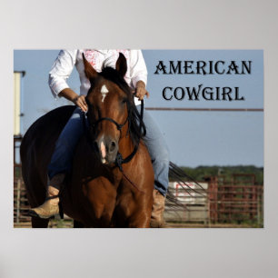 "American Cowgirl" Horse and Rider Poster