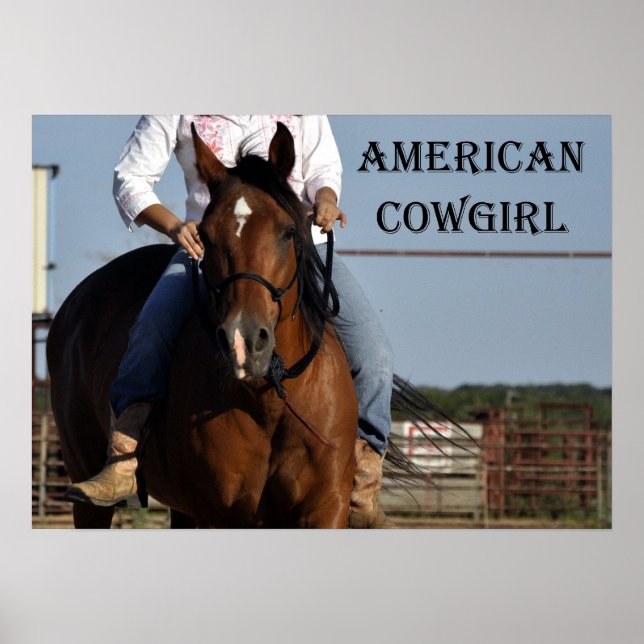 "American Cowgirl" Horse and Rider Poster (Front)