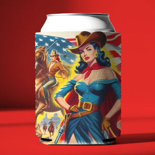 American Cowgirl Pin-up Can Cooler