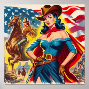American Cowgirl Pin-up Poster