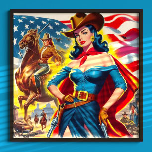 American Cowgirl Pin-up Poster