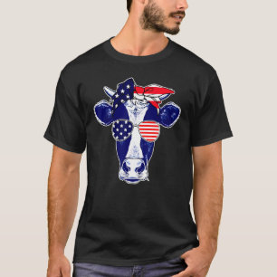 American Cows Farmer Patriotic Cow  4th Of July Co T-Shirt