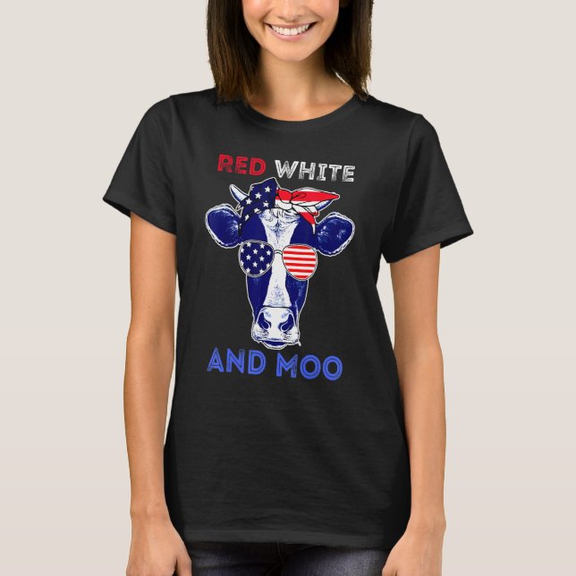 American Cows Farmer Patriotic Cow  4th Of July Co T-Shirt (Front)