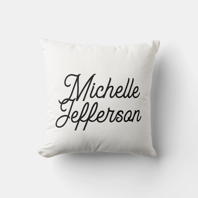 American Creative Trendy White Black Calligraphy Cushion (Front)