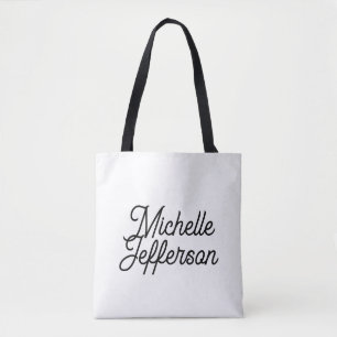 American Creative Trendy White Black Calligraphy Tote Bag