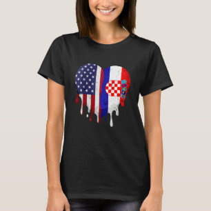 American Croatian Heritage Month Croatia Flag Hear T-Shirt
