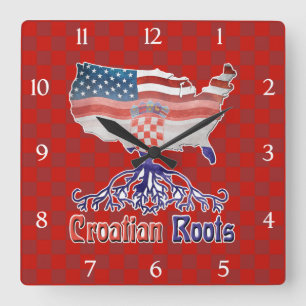American Croatian Roots Square Clock