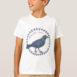 American Crow Bird Species Bird Watercolor Art T-Shirt