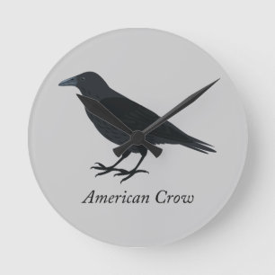American Crow Round Clock