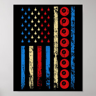 American Cue Sports Flag Athletic Billiards 4th Of Poster