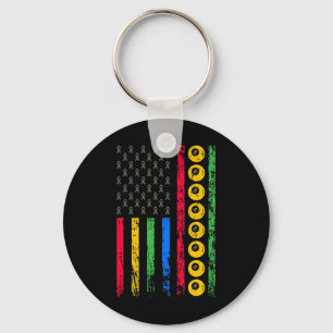 American Cue Sports Flag Autism Awareness Month Bi Key Ring