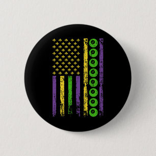 American Cue Sports Flag Billiards Sporty Mardi Gr 6 Cm Round Badge