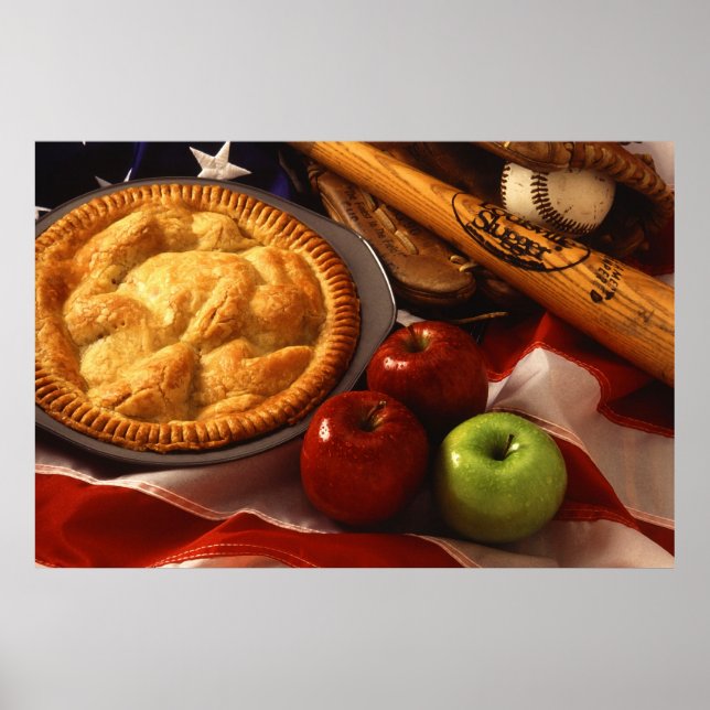 American Cultural Icons Apple Pie Baseball & Flag Poster (Front)