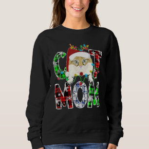 American Curl Cat Mum Lights Plaid Xmas Reindeer A Sweatshirt