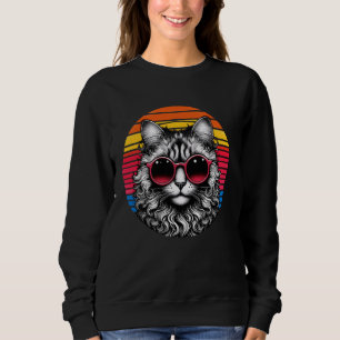 American Curl Cat Retro Vintage Sunset Sunglasses Sweatshirt