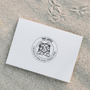 American Curl Cat Return Address  Rubber Stamp