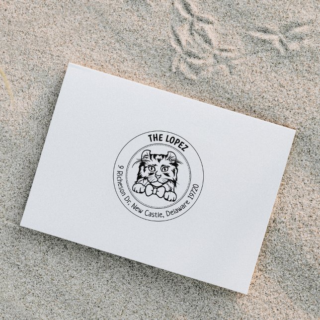 American Curl Cat Return Address  Rubber Stamp (Creator Uploaded)