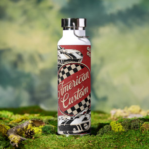 American Custom Retro Racing Car Water Bottle