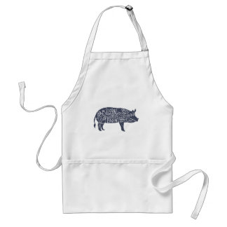 American cuts of pork, vintage typographic standard apron