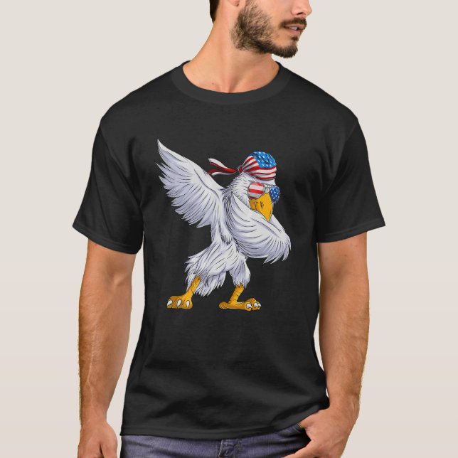 American Dabbing Eagle  Usa Flag Patriotic Men Boy T-Shirt (Front)