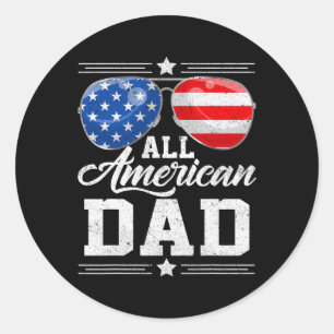 American Dad 4th Of July Father's Day Sungles Fami Classic Round Sticker