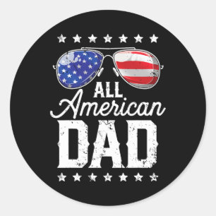 American Dad 4th Of July Father's Day Sungles Fami Classic Round Sticker